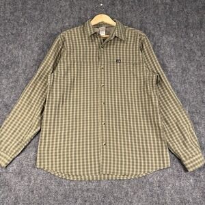 The North Face Shirt Mens L Green Plaid Long Sleeve Outdoor Hiking Button Up